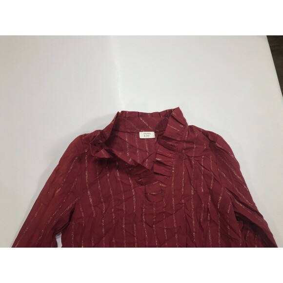Crown & Ivy Plaid Ruffle Neck Top Red Gold Holiday Top Sz M - Picture 3 of 6